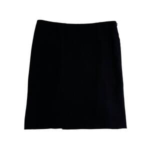 Valentino Women’s Size 4 Black Ruffle Back Virgin Wool Zip Side Designer Skirt